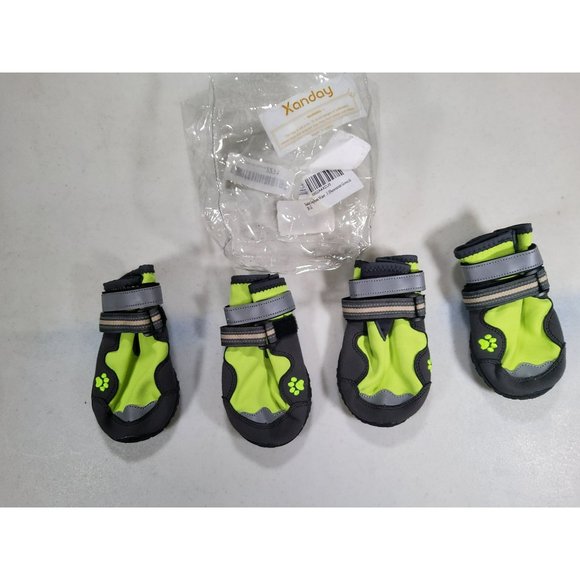 Dog Shoes Paw Protection Flourescent Green and Black Size 9